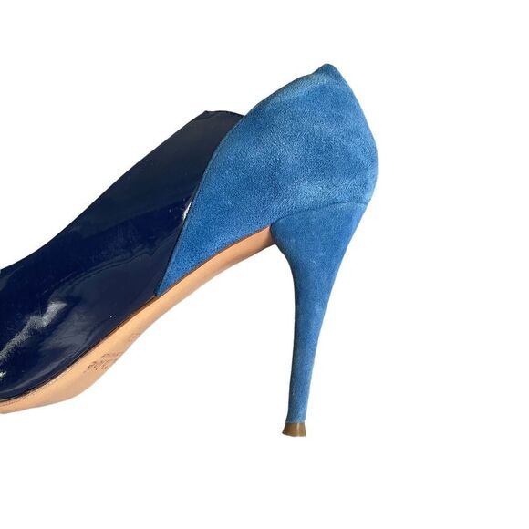 Chloe Leather High Heel Pointy Toe Pumps Shoes Made In Italy Blue 39.5 - Picture 12 of 15